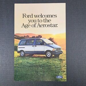 1985 Ford Aerostar Minivan Vintage Print Ad Sunset Over The Mountains Garage